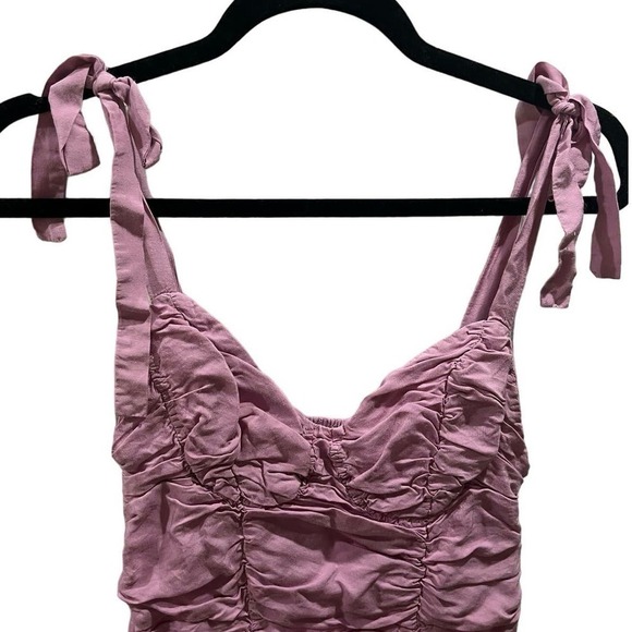 X REVOLVE Sleeveless Tie Shoulder Ruched Bustier Mini Dress Lilac Pink - M - Picture 4 of 10